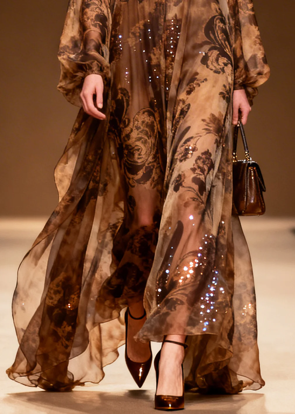 Women Coffee Print Sparkly Silk Vestidos Dresses Summer - Image 4