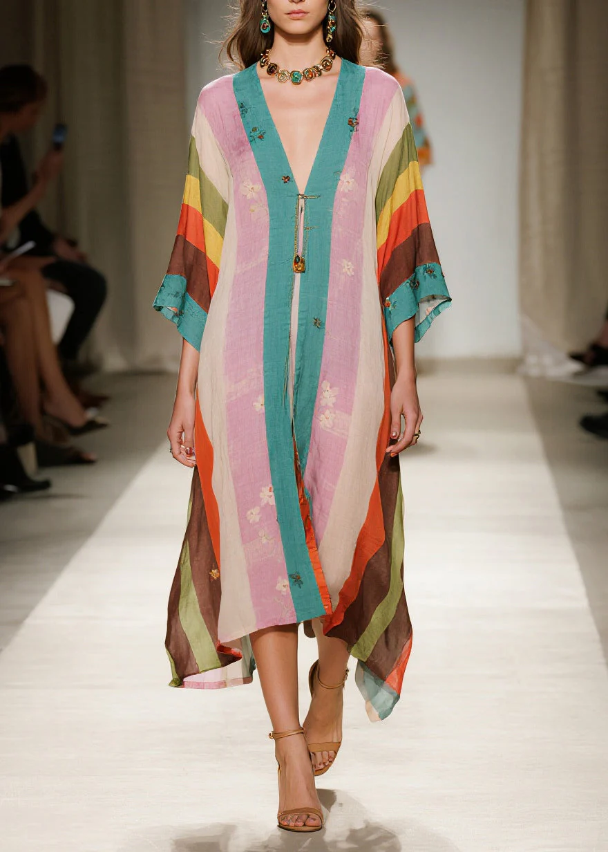 Women Colorblock Oversized Print Cotton Vacation Dresses Summer - Image 3