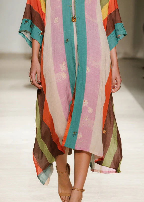 Women Colorblock Oversized Print Cotton Vacation Dresses Summer - Image 4