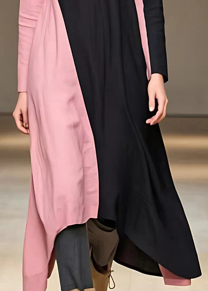 Women Colorblock Turtleneck Patchwork Button Long Dress Fall - Image 4