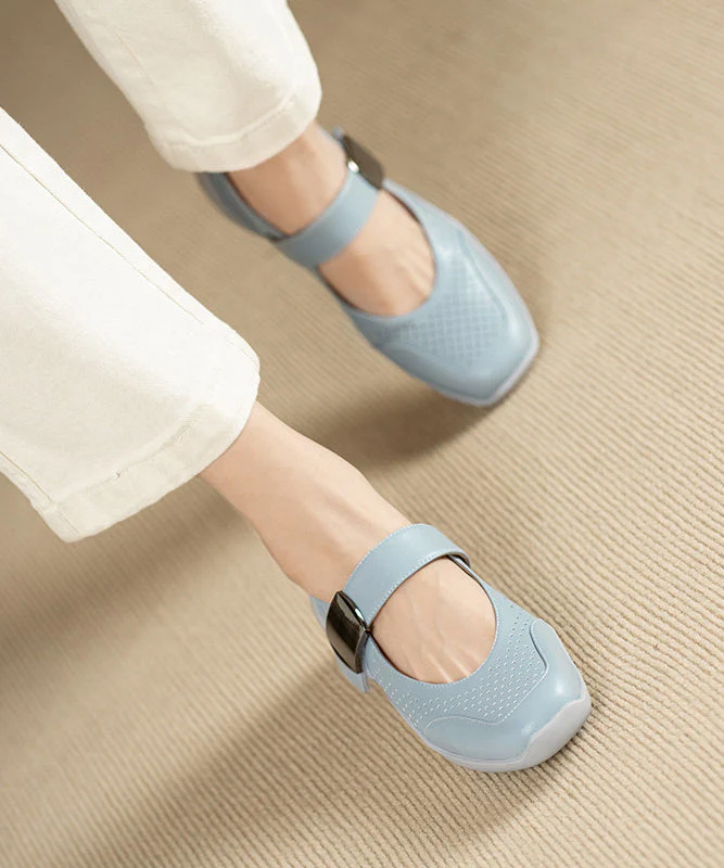 Women Faux Leather Flat Shoes Buckle Strap Hollow Out Flat Feet Shoes - Image 3