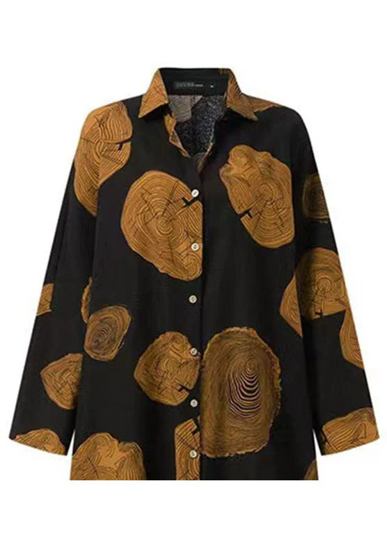 Women Floral Printing Casual Loose Long Sleeve Button Maxi Shirt Dress With Pocket - Image 5