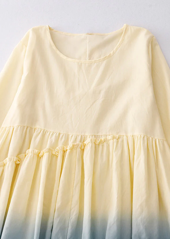 Women Gradient Color Ruffled Cotton Vacation Dress Summer - Image 3