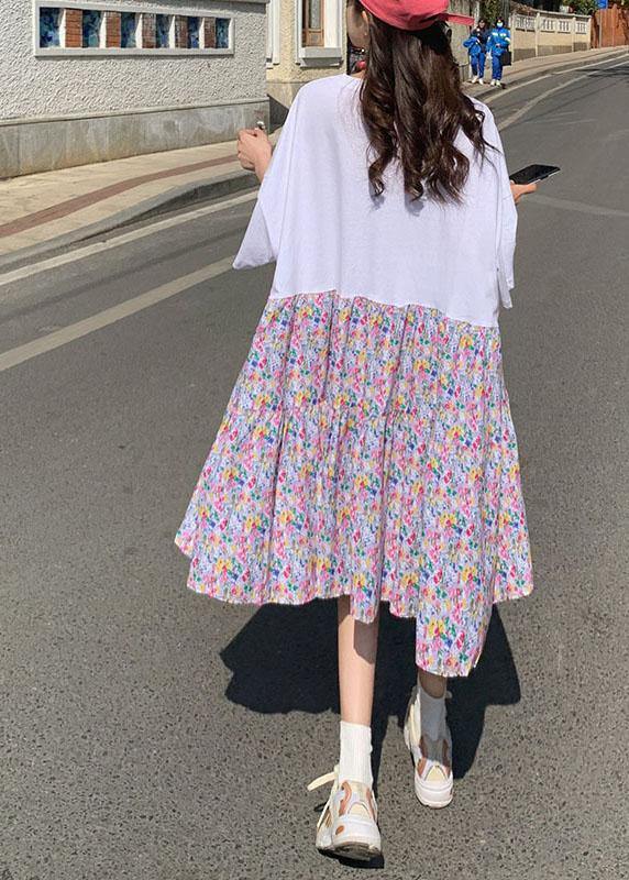Women Green Loose Graphic A Line Summer Sundress Half Sleeve - Image 4