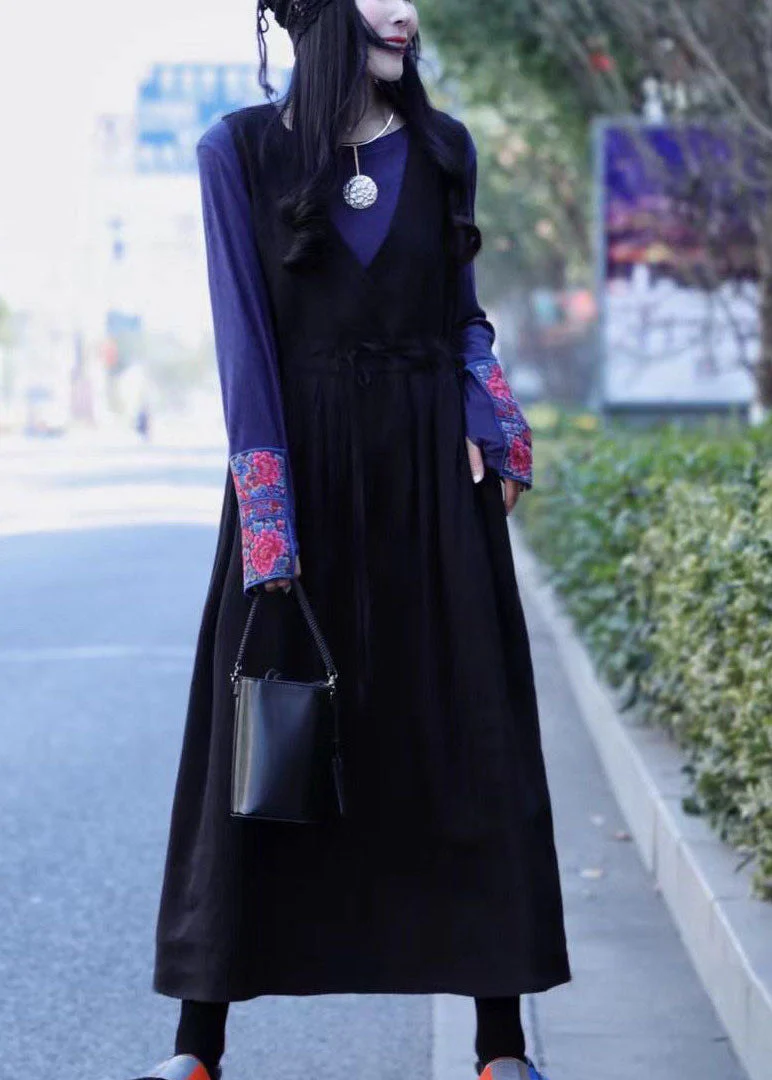 Women Green tie waist V Neck Linen Vacation Dresses Spring - Image 2