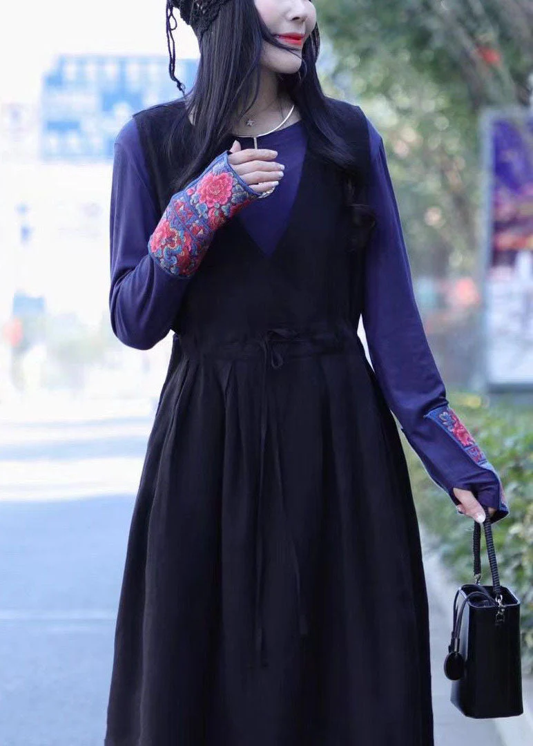 Women Green tie waist V Neck Linen Vacation Dresses Spring - Image 5