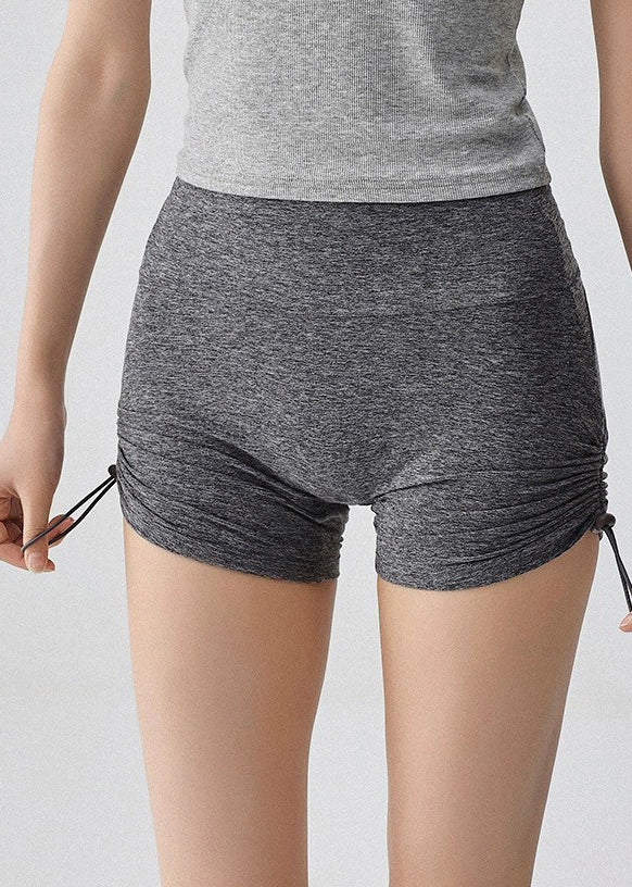 Women Grey High Waist Workout Gym Shorts Running Shorts Riding Leggings - Image 4