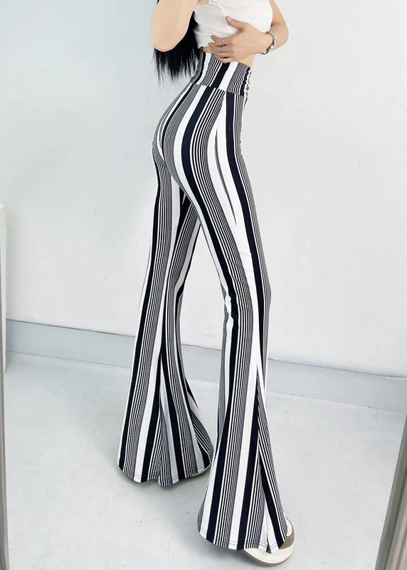 Women High Waist Striped Flare Bottoms Fall - Image 4