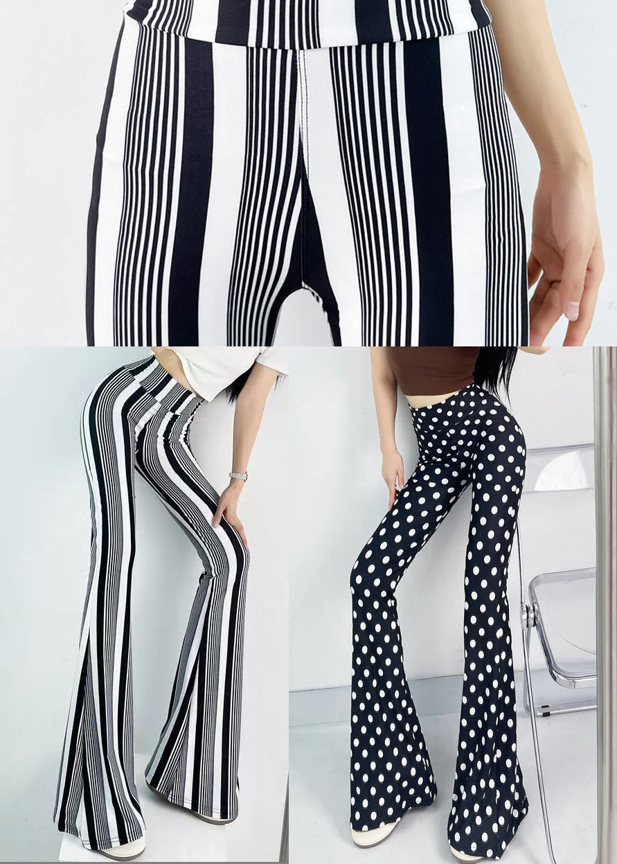 Women High Waist Striped Flare Bottoms Fall - Image 5
