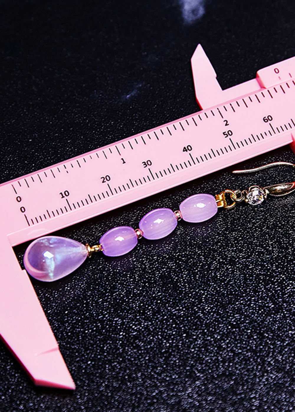 Women Light Purple Droplet Shape Crystal Drop Earrings - Image 5