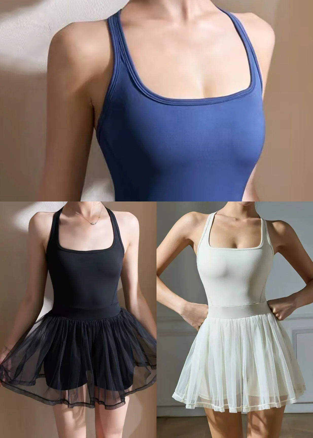 Women Navy Silm Fit One Piece Workout Suit Mini Dress Summer - Image 5