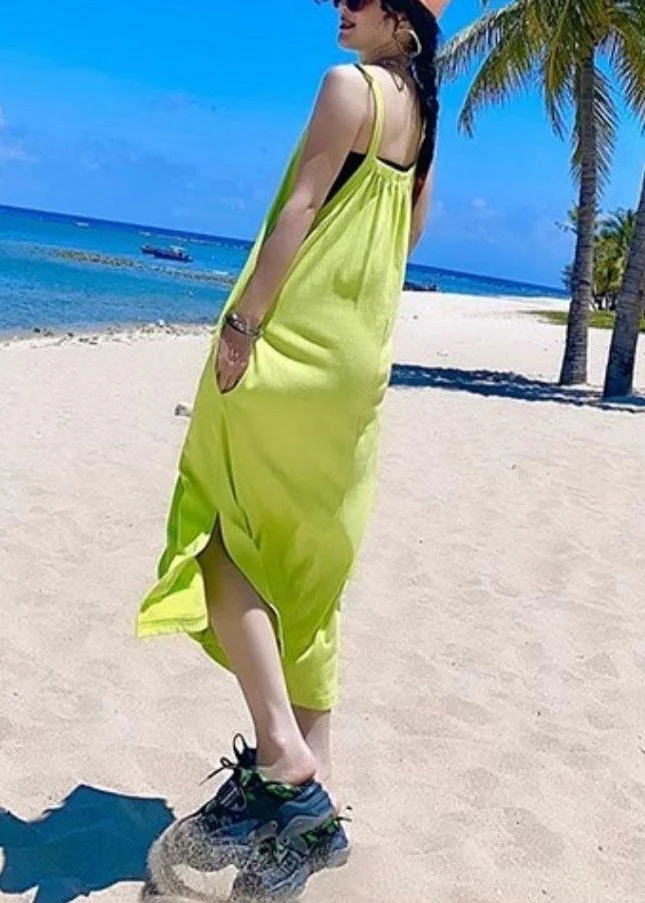 Women Orange Oversized Print Cotton Vacation Sundresses Summer - Image 5