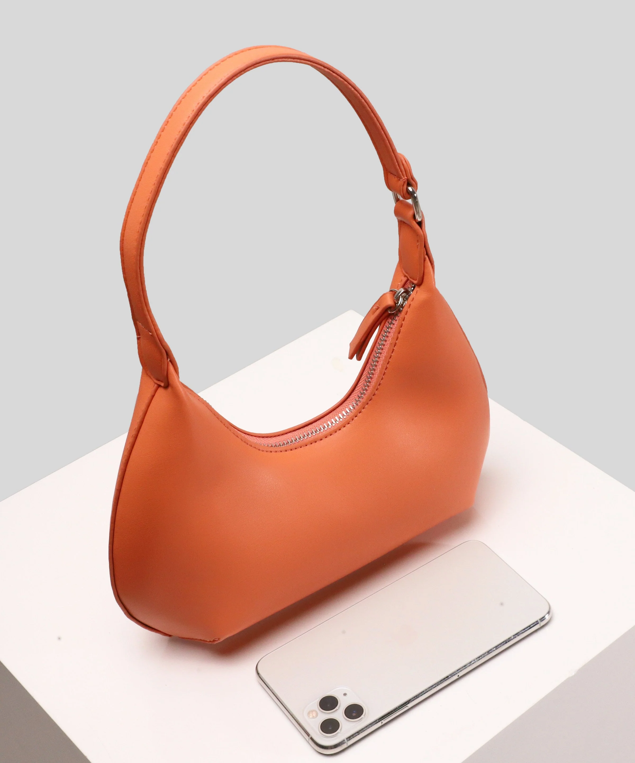Women Orange Solid Durable Faux Leather Hobo Bag - Image 3