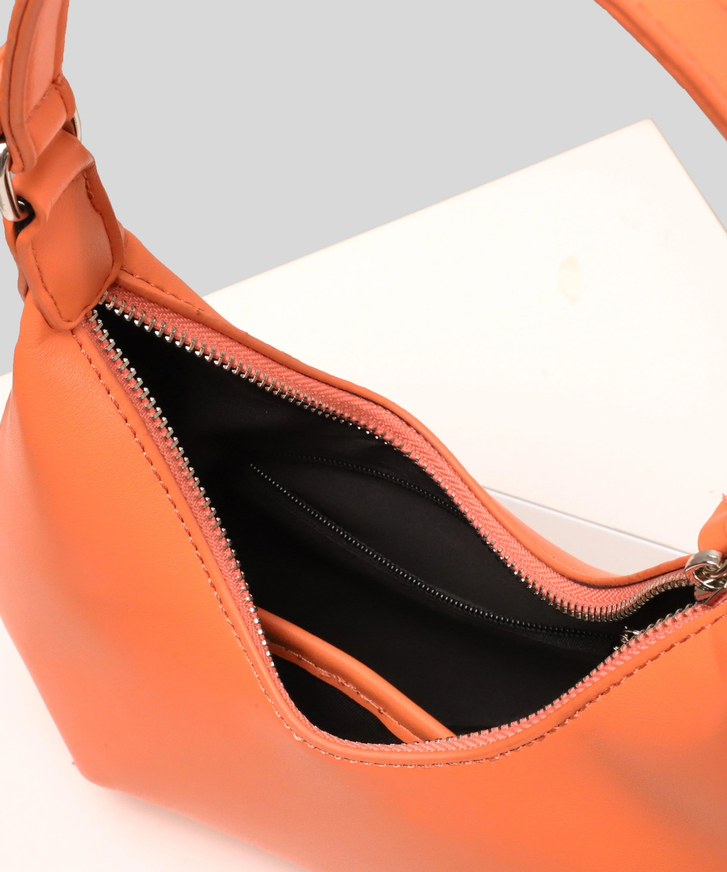 Women Orange Solid Durable Faux Leather Hobo Bag - Image 4