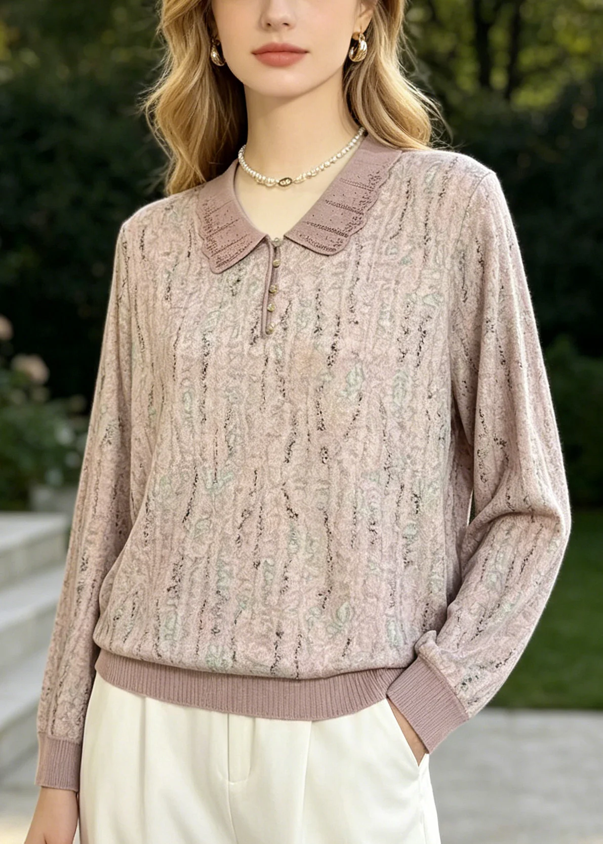 Women Peter Pan Collar Print Cotton Shirts Summer - Image 5