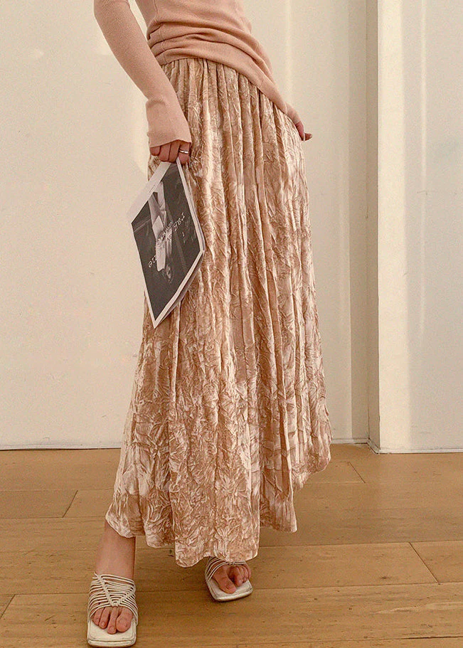 Women Pink Print Elastic Waist A Line Skirts Summer - Image 3