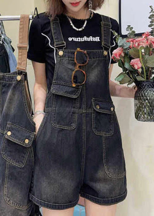 Women Pockets Patchwork Loose Denim Jumpsuits Summer - Image 5