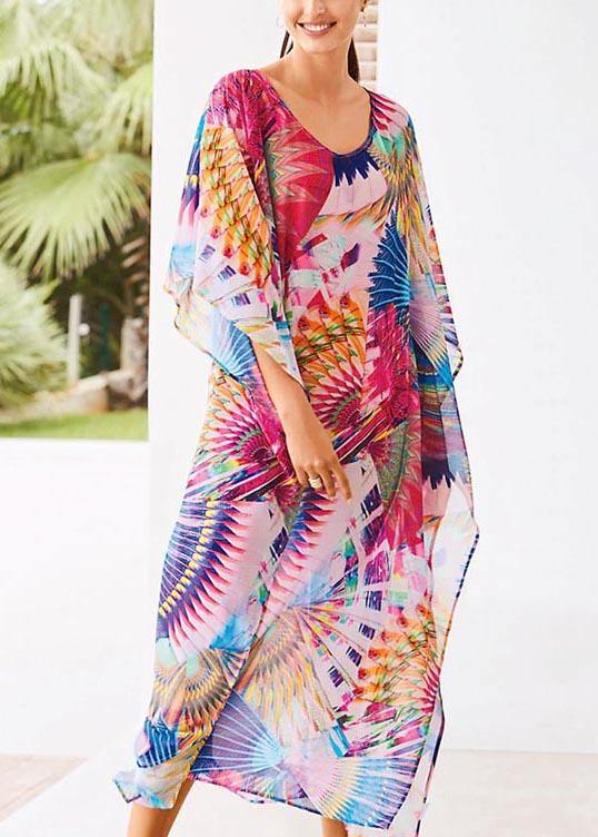 Women Print vogue kimono robe Bohemian Chiffon Dress