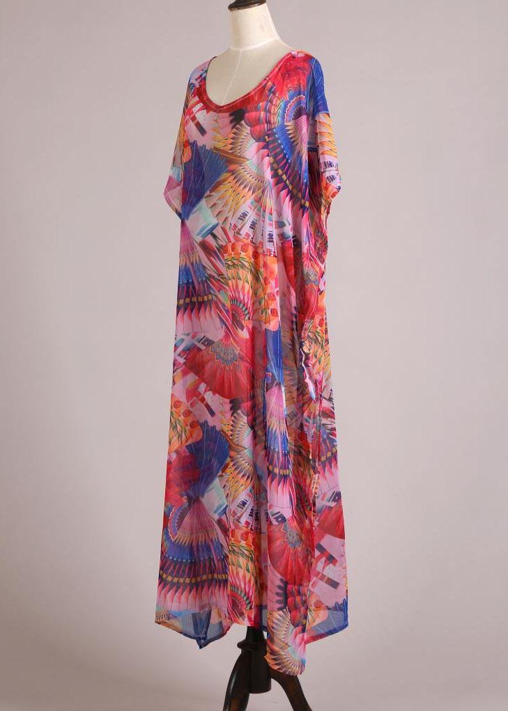 Women Print vogue kimono robe Bohemian Chiffon Dress - Image 3