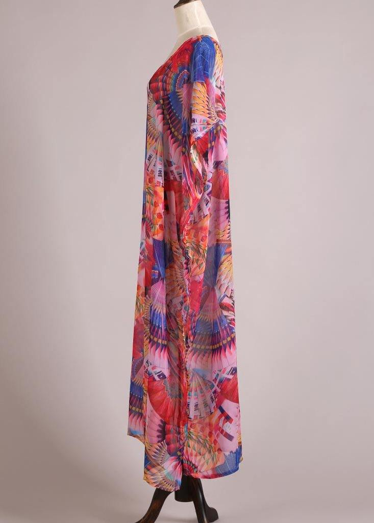 Women Print vogue kimono robe Bohemian Chiffon Dress - Image 4