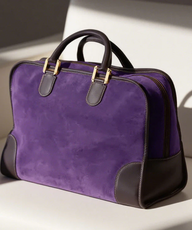 Women Purple Suede Large Capacity Tote Bag - Image 2