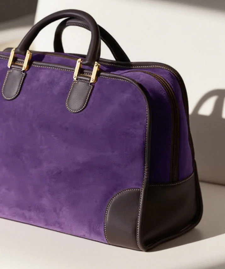 Women Purple Suede Large Capacity Tote Bag - Image 3
