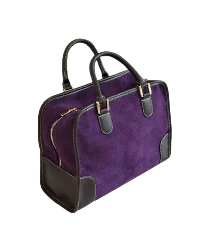 Women Purple Suede Large Capacity Tote Bag - Image 5