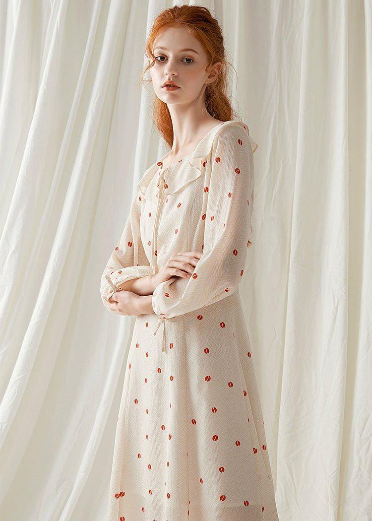 Women ruffles Square Collar chiffon clothes For Women Shape nude floral Dress fall - Image 3