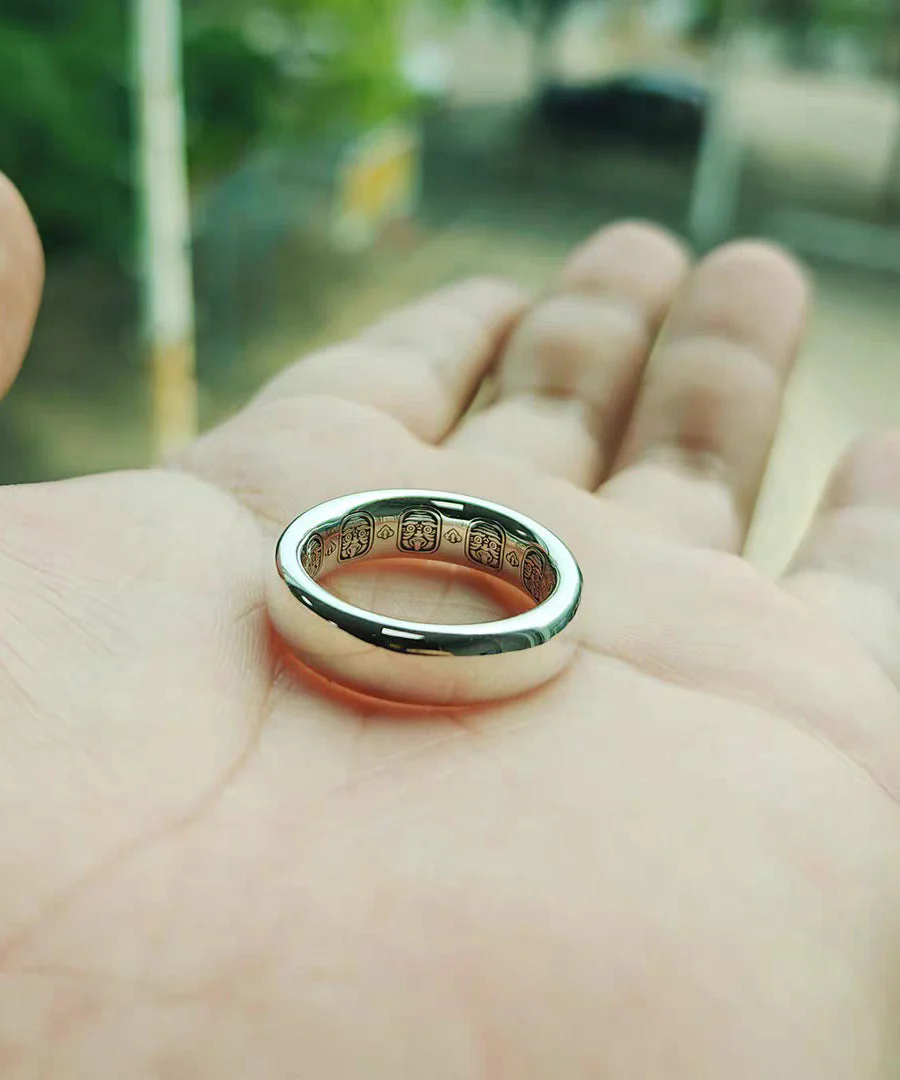 Women Silk Plain Ring Carving Silver Rings - Image 5