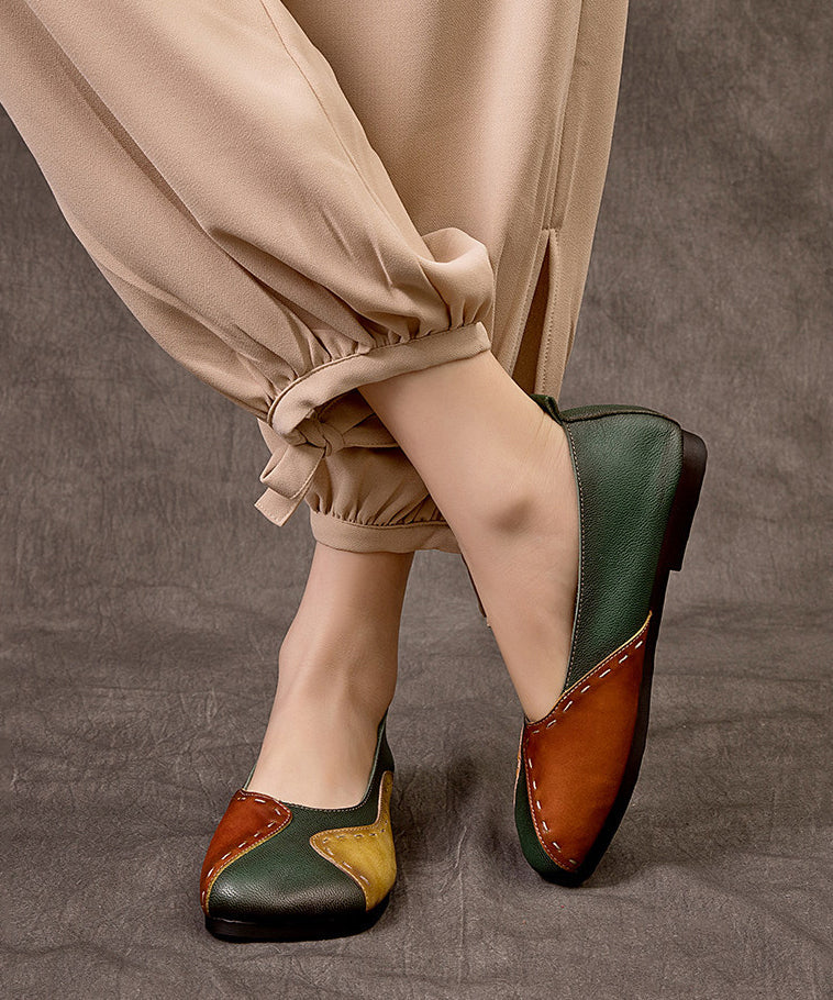 Women Splicing Flat Shoes For Women Colorblock Sheepskin - Image 2