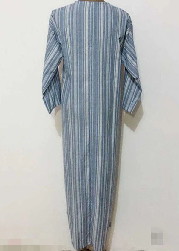 Women Striped V Neck Long Sleeve Casual Loose Maxi Dress - Image 5