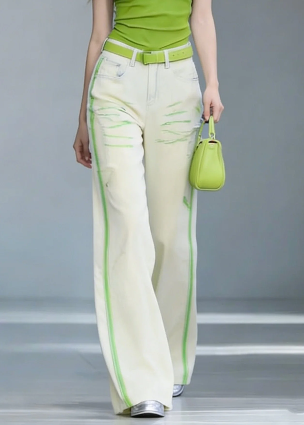 Women V Neck Cotton T Shirt And Jeans Two Pieces Set Summer - Image 4