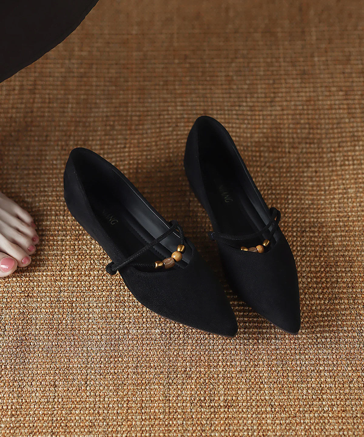 Women Wedge High Heels Black Cowhide Leather - Image 5