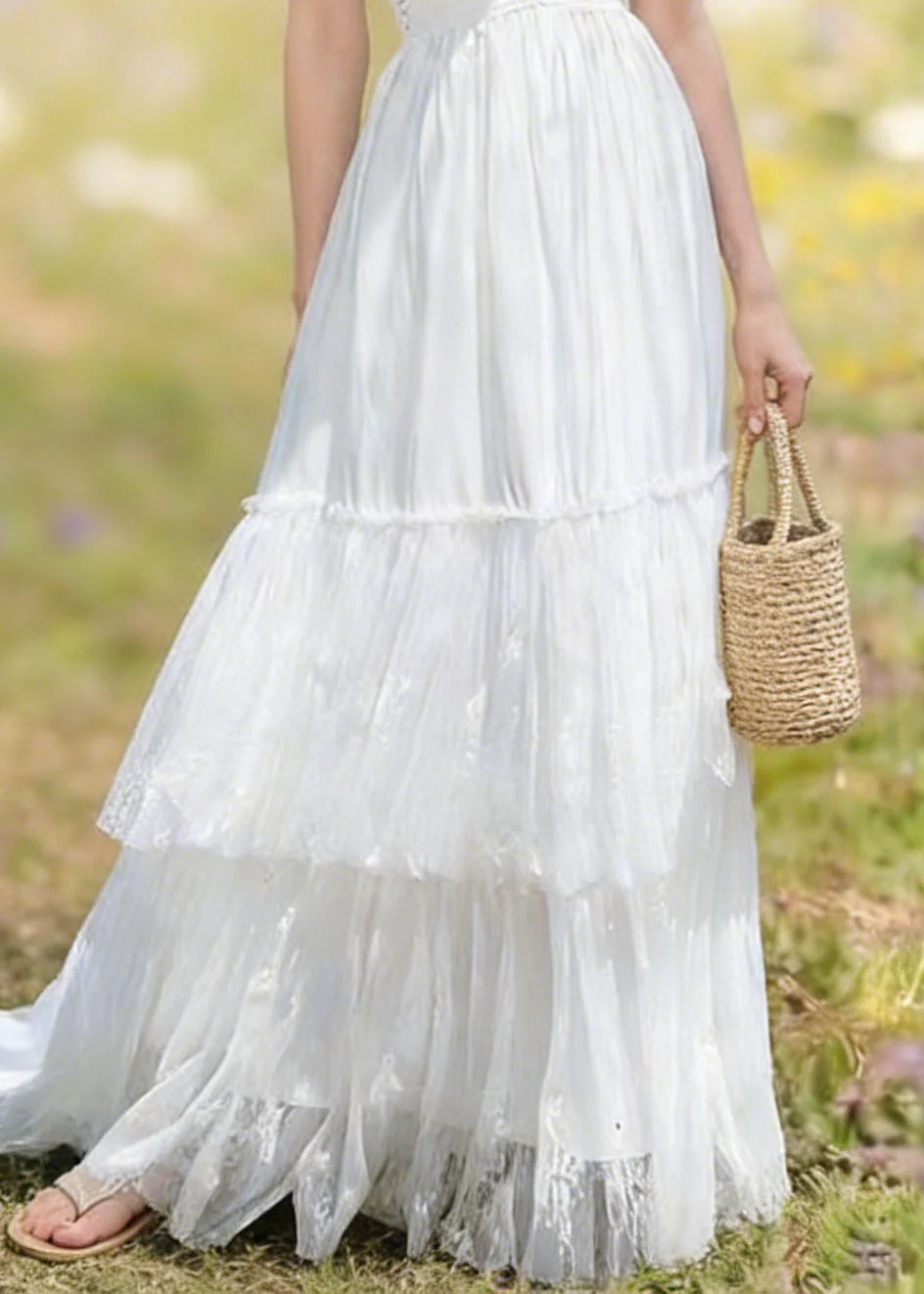 Women White Backless Patchwork Lace Spaghetti Strap Summer - Image 4