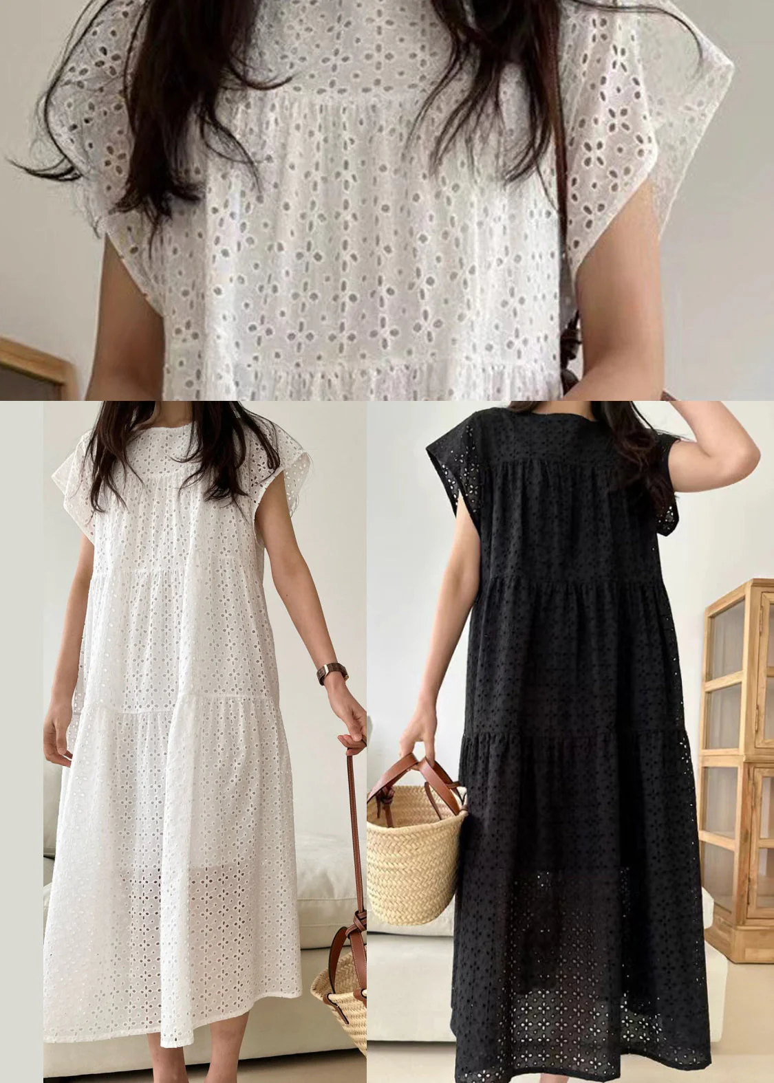 Women White Embroidered Cotton Party Dress Summer - Image 5