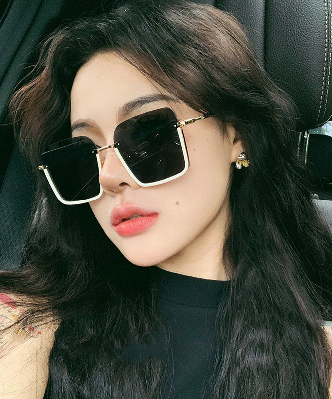 Women White Metal Patchwork Ultraviolet-Proof Sunglasses - Image 5