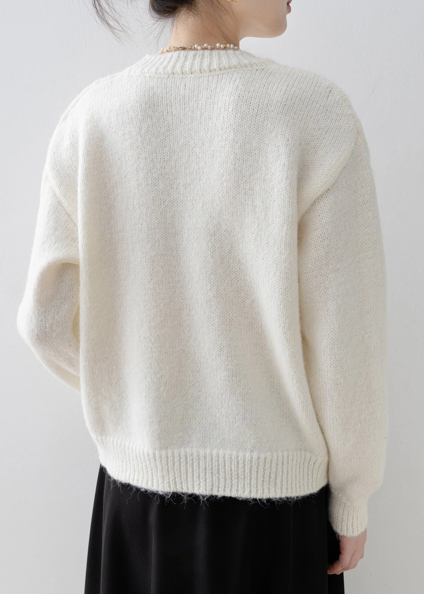 Women White O Neck Butterfly Zircon Knit Sweater Tops Spring - Image 5