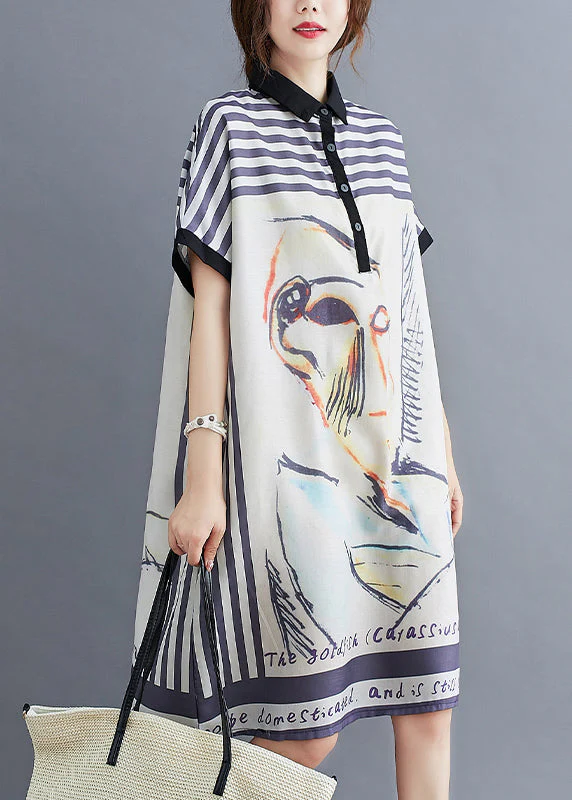 Women White Oversized Print Cotton Maxi Dress Summer - Image 4