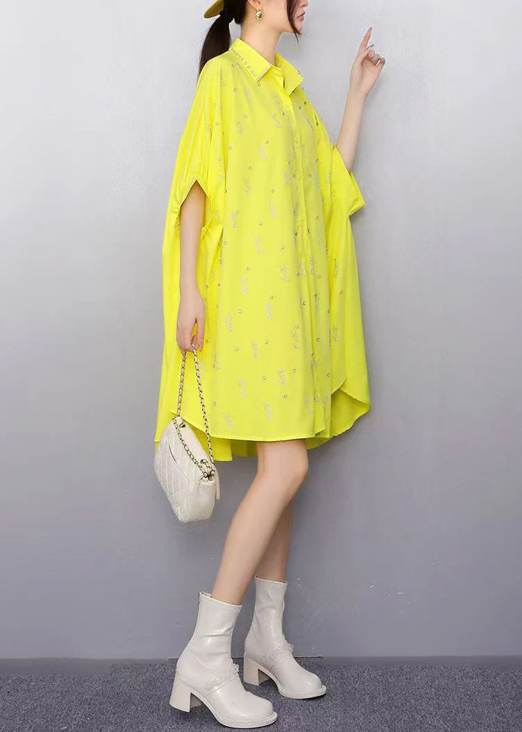 Women White Oversized Rhinestone Cotton Shirt Dress Summer - Image 5