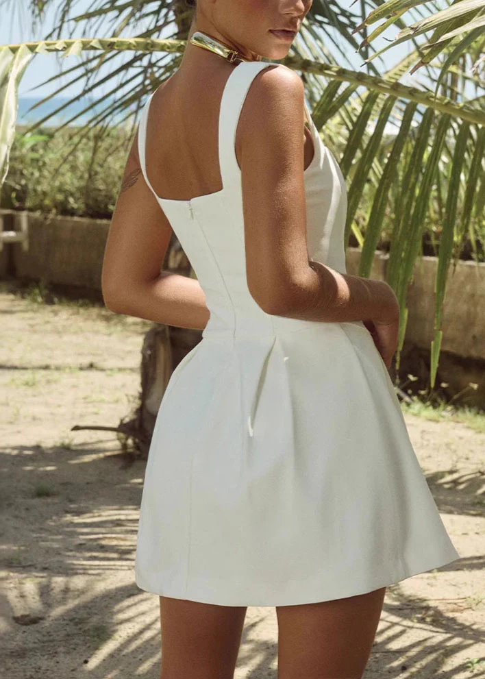 Women White Patchwork Cotton Mini Dresses Summer - Image 4