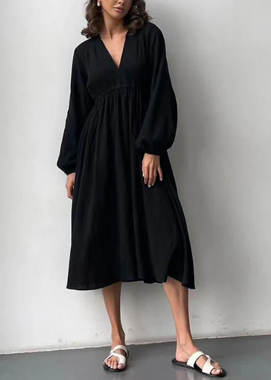 Women White V Neck Cotton Pajama Dress Fall - Image 3
