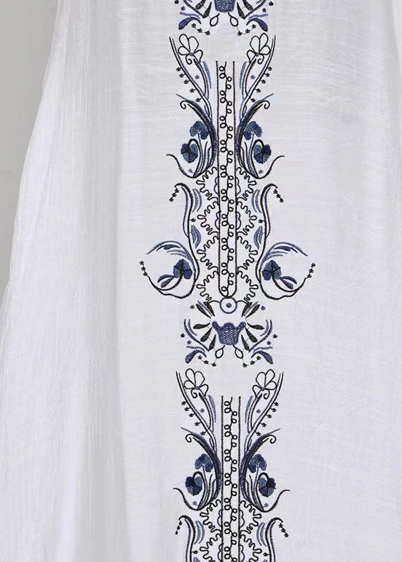 Women White V Neck Print Chiffon Vacation Dresses Summer - Image 3