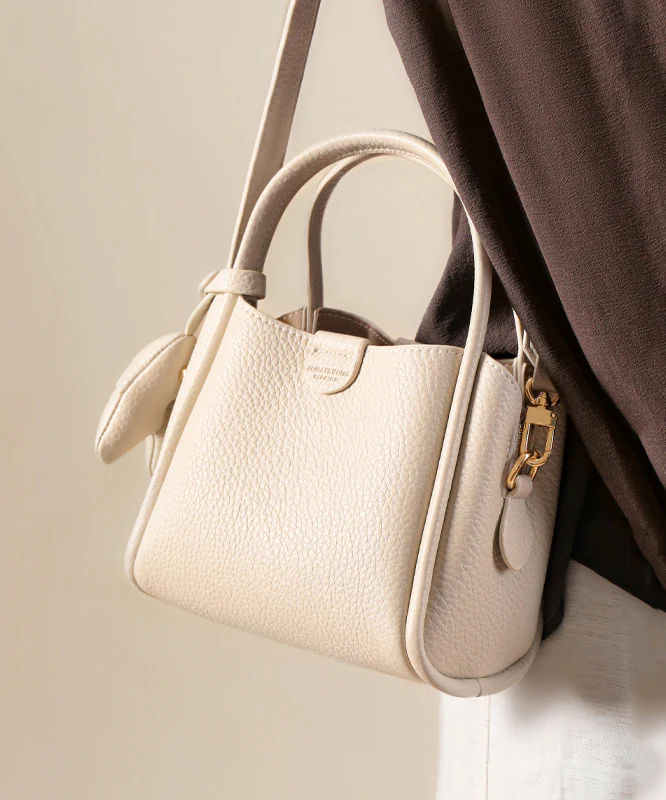 Women White Versatile Faux Leather Tote Handbag - Image 4