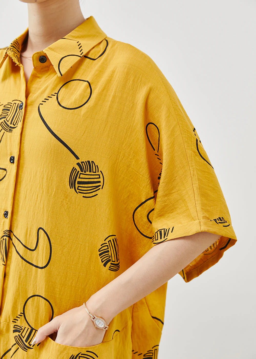 Women Yellow Oversized Print Cotton Holiday Dress Summer - Image 5