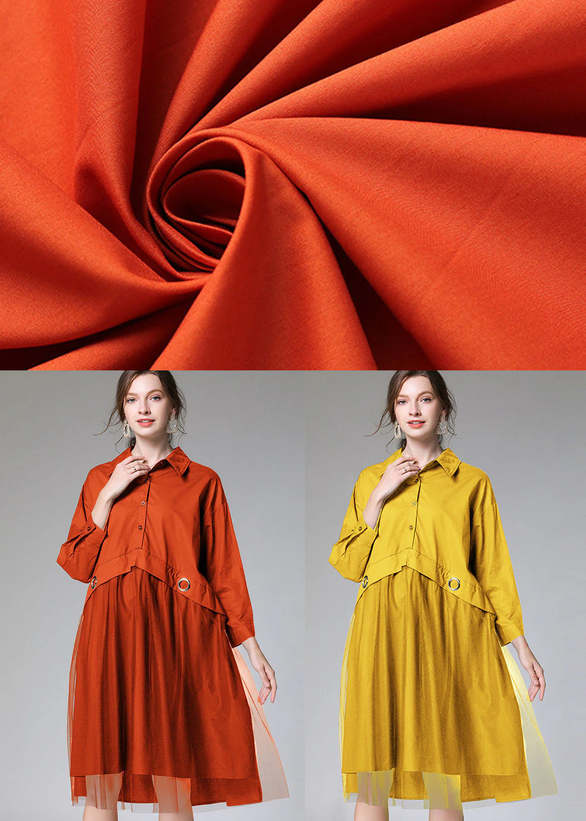 Women Yellow Patchwork Tulle Dress Fall - Image 5