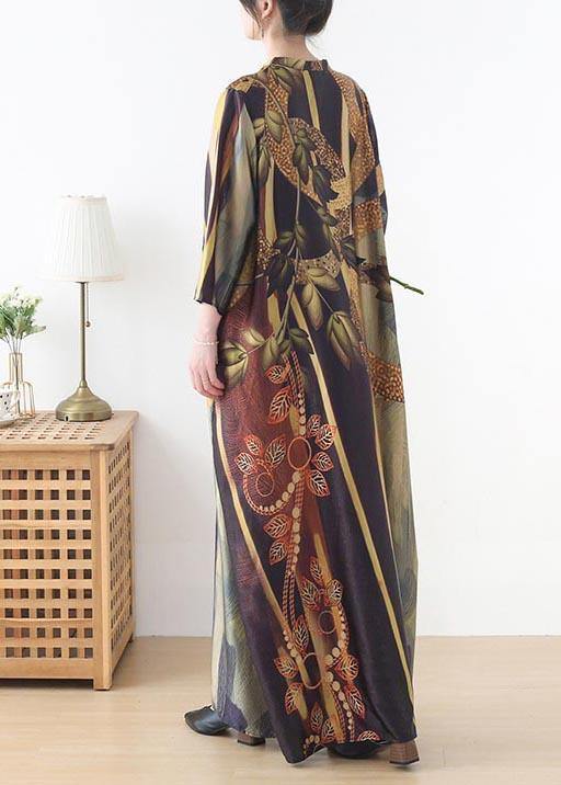 Women Yellow Print Pockets Summer Chiffon Dress - Image 4