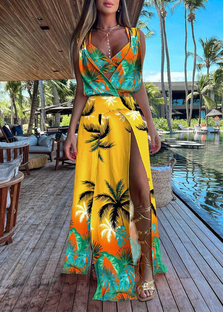 Womens Blue Tank Top Sleeveless Backless Dress Two Piece Suit - Image 2