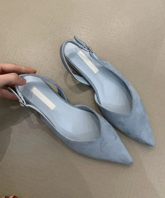 Yellow Flat Shoes For Women Splicing Suede Pointed Toe - Image 5