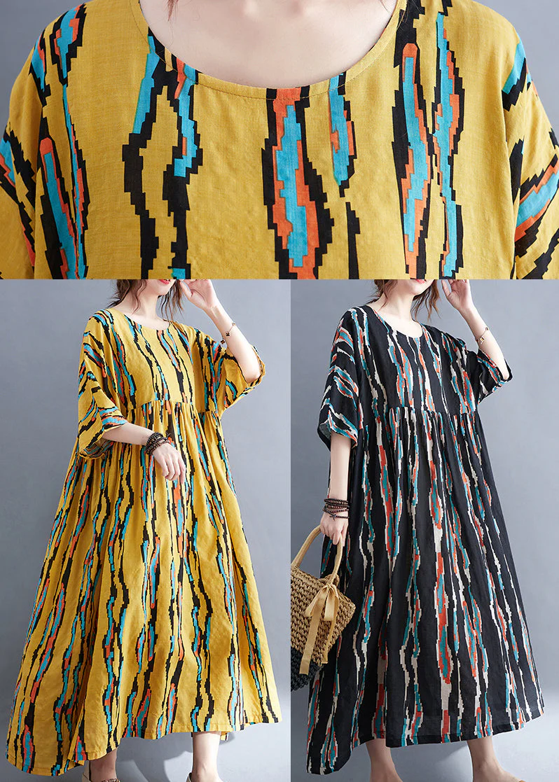 Yellow Holiday Dress Cinched Extra large hem Half Sleeve - Image 5