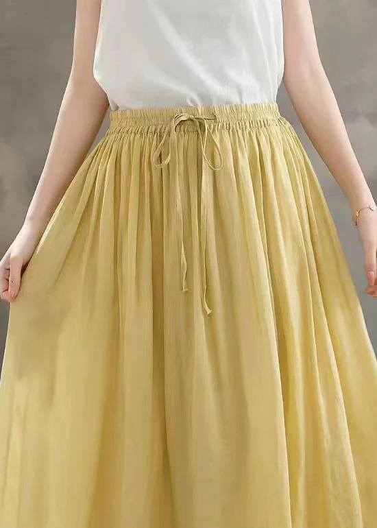 Yellow Linen Holiday Skirt Embroidered Exra Large Hem Summer - Image 4